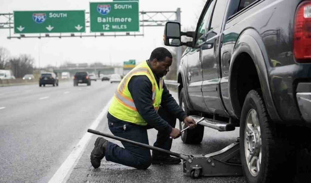 Flat tire change and repair baltimore