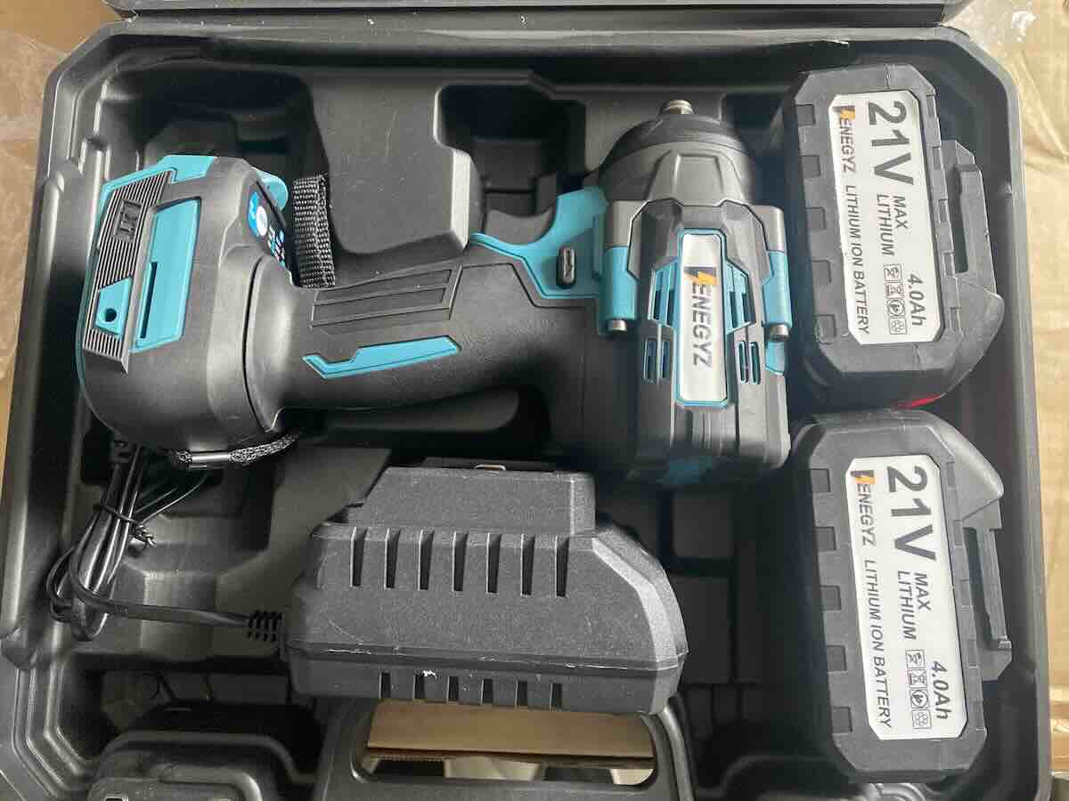 Enegyz 21V Cordless Brushless Impact Wrench Kit – Tested 550NM High Torque 1/2" Impact Gun with 2x 4.0Ah Li-ion Batteries, Fast Charger, and 4-Piece Impact Socket Set (17mm, 19mm, 20mm, 22mm) - Image 3