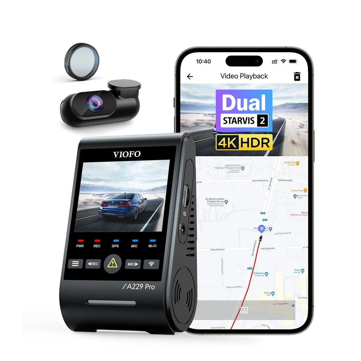 VIOFO A229 Pro 2CH Dash Cam — 4K Front + 2K Rear | Wirecutter's #1 Best Dash Cam