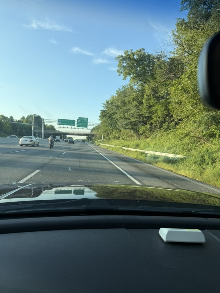 Driver view of a highway used to explain dash cam recording context