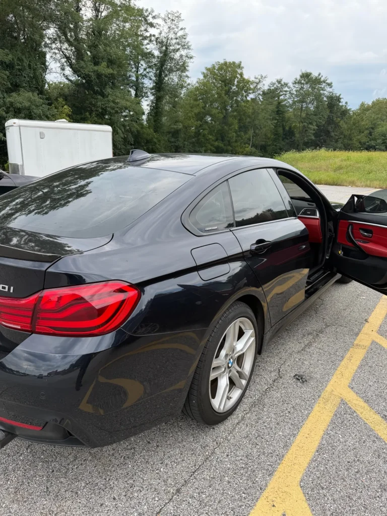 Exterior of a 2019 BMW 430i Gran Coupe after a completed dash camera installation in Glen Burnie, Maryland